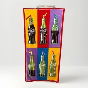 Coca-Cola Vintage 1995 Beach Towel Pop Art Bottles New w/ Tags 30x58 Advertising